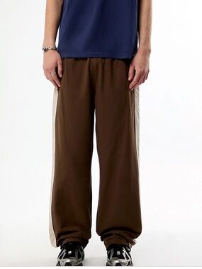 Pacsun Brown Track Pants with White Side Stripes
